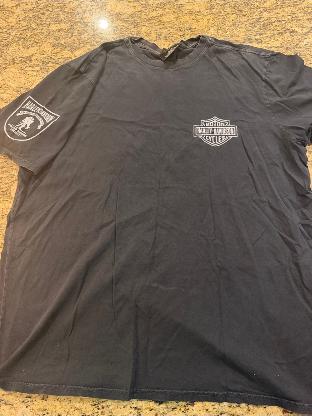 Harley-Davidson Black Short Sleeve Tee with White Logo Wounded Warrior Project
